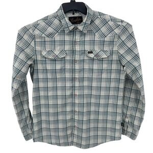Howler Brothers Snap Shirt Mens Small Blue Plaid Western Vented Snap